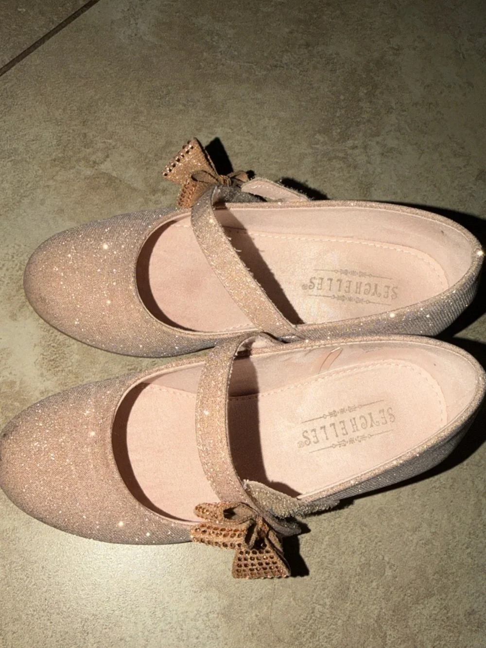 Seychelles Girls Glitter Mary Jane Shoes - light beige-sparkly-gold